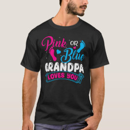 Camiseta El género revela que el abuelo rosado azul te ama