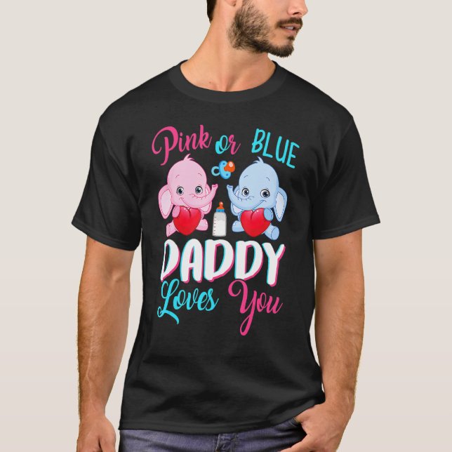Camiseta El Género Revela Que Papi Rosa O Azul Te Ama Elefá (Anverso)