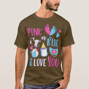 Camiseta El género revela rosa o azul que te queremos hombr