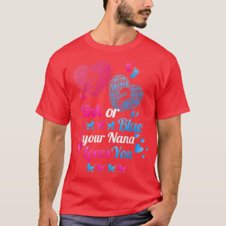 Camiseta El género revela rosa o azul que tu Nana te ama