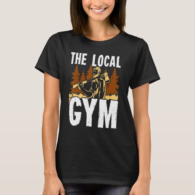 Camiseta El Gimnasio Local Lumberjack Chainsaw (Anverso)