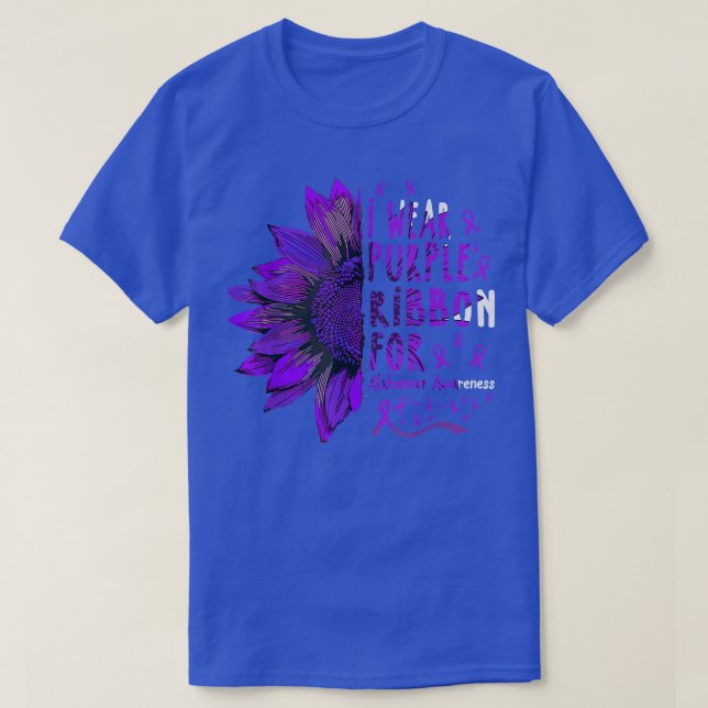 Camiseta El girasol que llevo es púrpura para el Alzheimer (Diseño del anverso)