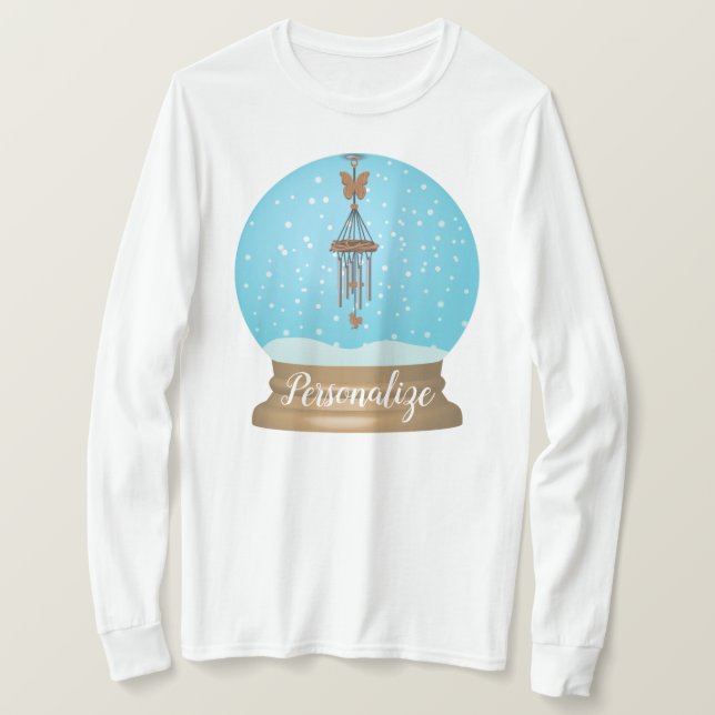 Camiseta El globo de nieve de la parrilla de mariposa único (Anverso del diseño)