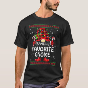 Camiseta El gnomo favorito de Santa Bufalo Plaid Navidad co