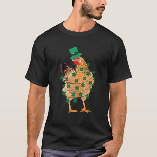 Camiseta El Gorra irlandés Shamrock Cute de pollo de San Pa (Anverso)