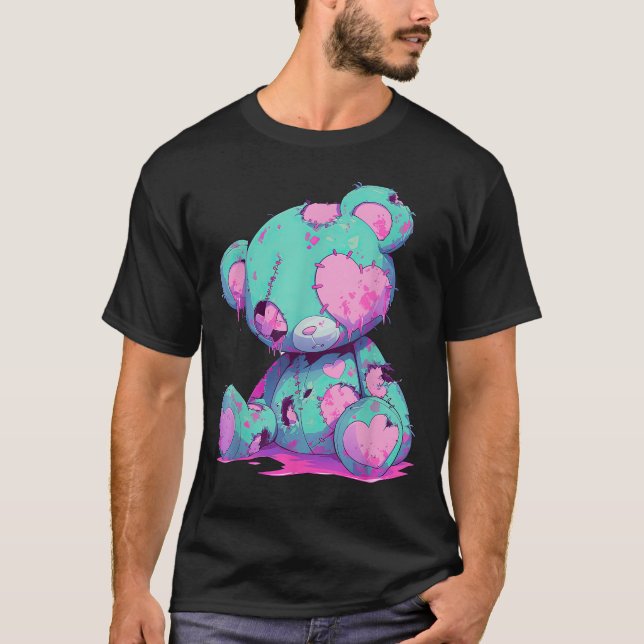Camiseta El Gótico Kawaii Pastel Asombroso Bruja Zombie Ted (Anverso)
