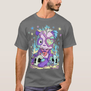 Camiseta El Gótico Kawaii Pastel Teddy Bear Skull Flames