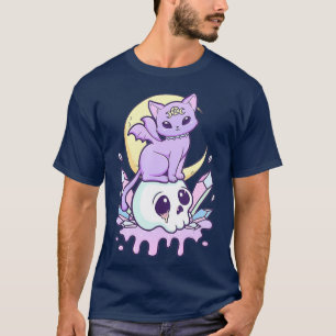 Camiseta El Gótico Kawaii Pastel, un gato y un gato adormil