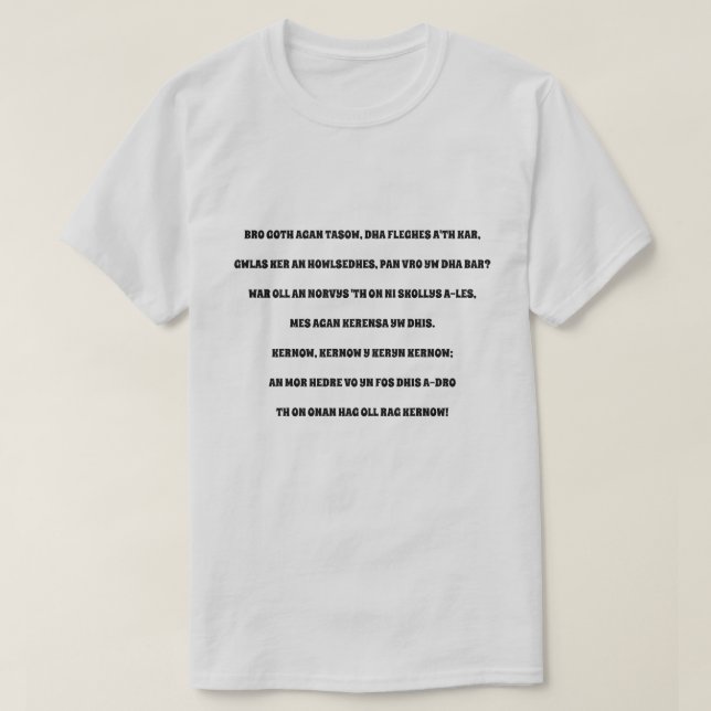 Camiseta El Gótico nuevamente Tasow, el himno de Cornish (Diseño del anverso)