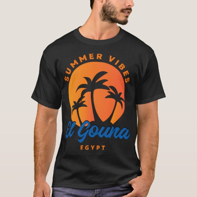 Camiseta El Gouna Egypt Sunset Palm Trees Vibes de verano (Anverso)