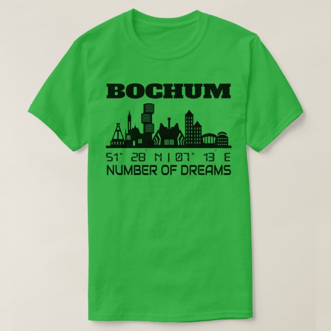 Camiseta El GPS Coordina La Ciudad De Bochum Skyline Dream  (Diseño del anverso)