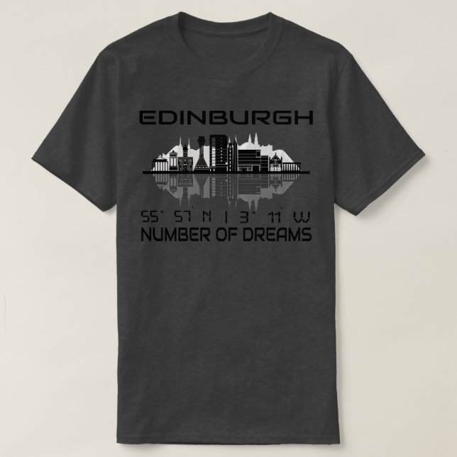 Camiseta El GPS coordina la ciudad de Edimburgo Skyline Dre (Diseño del anverso)