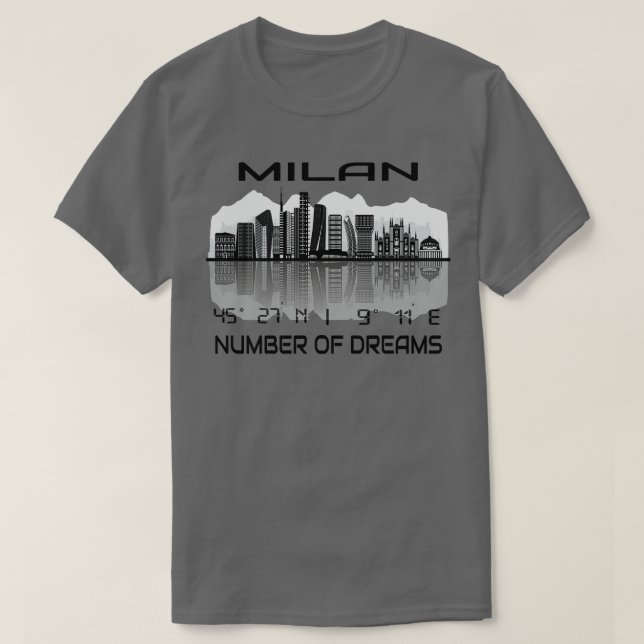 Camiseta El GPS coordina la ciudad de Milán Skyline Dream C (Diseño del anverso)