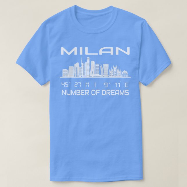 Camiseta El GPS coordina la ciudad de Milán Skyline Dream C (Diseño del anverso)