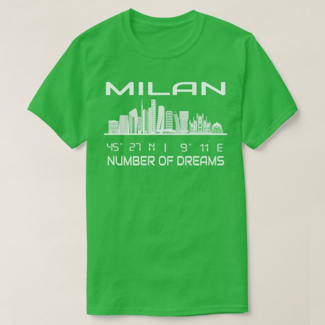 Camiseta El GPS coordina la ciudad de Milán Skyline Dream C (Diseño del anverso)