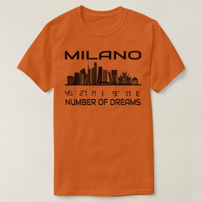 Camiseta El GPS coordina la ciudad de Milán Skyline Dream C (Diseño del anverso)