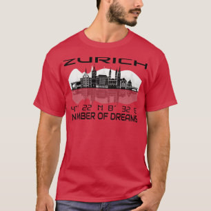 Camiseta El Gps coordina la ciudad de Zurich Skyline Dream 