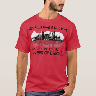 Camiseta El Gps coordina la ciudad de Zurich Skyline Dream 