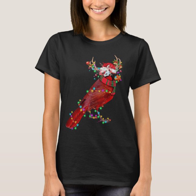 Camiseta El gracioso cardenal rojo Navidades disfrazado de  (Anverso)