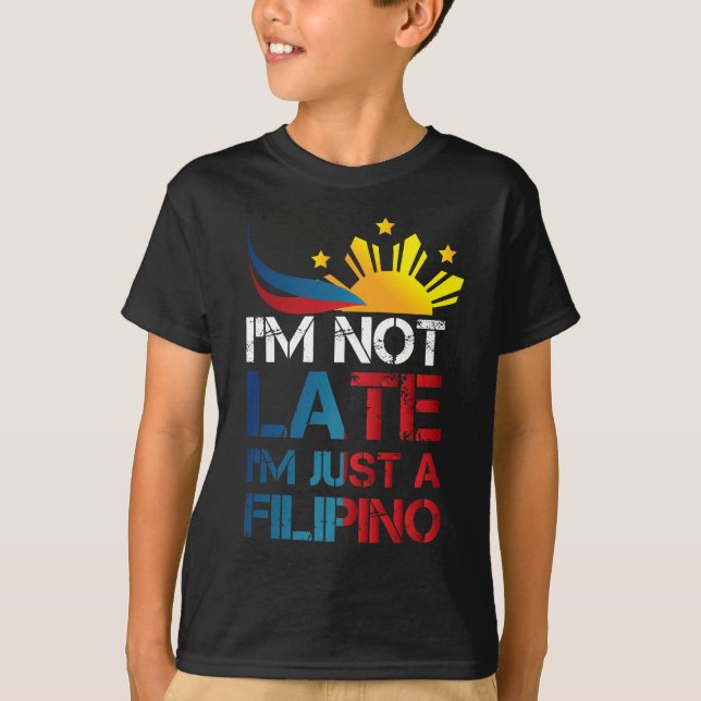 Camiseta El gracioso Chiste Pinoy Puntualidad Filipinas Fil (Anverso)