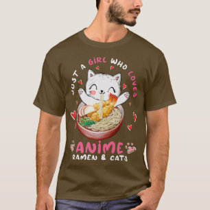 Camiseta El gracioso gato de Ramen es sólo un Chica que ama