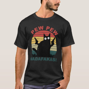 Camiseta El gracioso gato negro de Pew Pew Madafakas signif