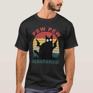 Camiseta El gracioso gato negro de Pew Pew Madafakas signif