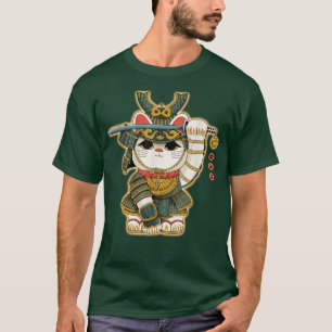 Camiseta El gracioso Gato Neko Lucky Samurai Japón Para Hom