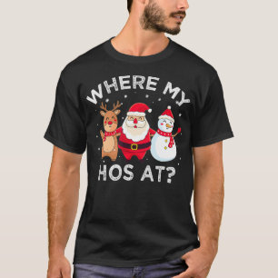 Camiseta El gracioso Papá Noel Donde Mis Hos Con Los Navid