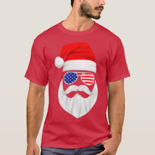 Camiseta El gracioso Papá Noel Enfrenta Gafas De Sol Con 1