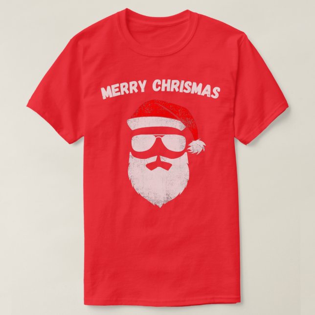 Camiseta El gracioso Papá Noel Enfrenta Gafas De Sol Con 4 (Diseño del anverso)