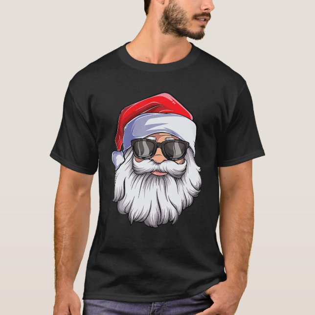 Camiseta El gracioso Papá Noel Enfrenta Gafas De Sol Con Ba (Anverso)