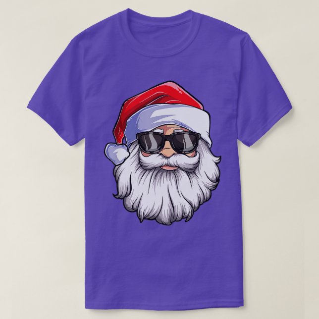 Camiseta El gracioso Papá Noel enfrenta lentes de sol con b (Diseño del anverso)