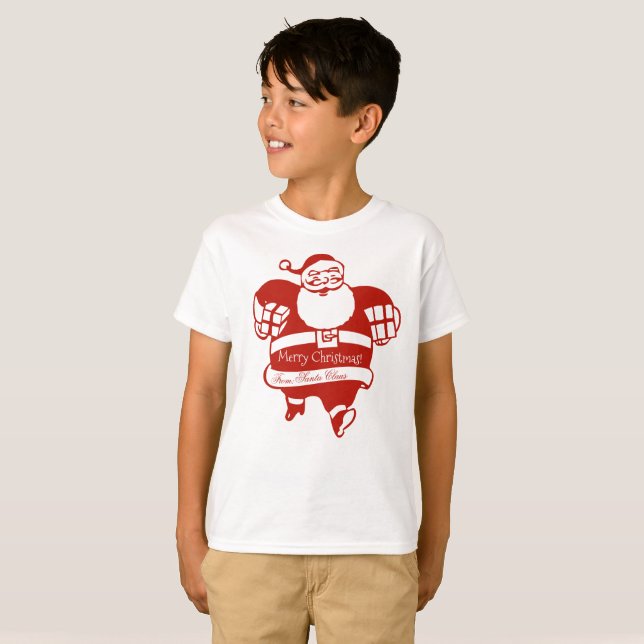 Camiseta El gracioso Papá Noel Navidades Rojo y Blanco (Anverso completo)
