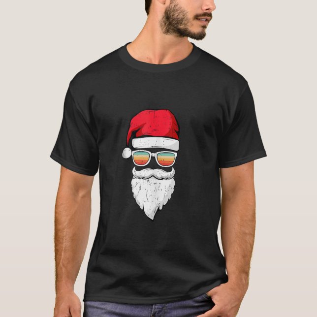 Camiseta El gracioso Papá Noel se enfrenta a lentes de sol  (Anverso)