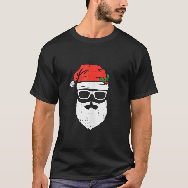 Camiseta El gracioso Papá Noel se enfrenta a lentes de sol  (Anverso)