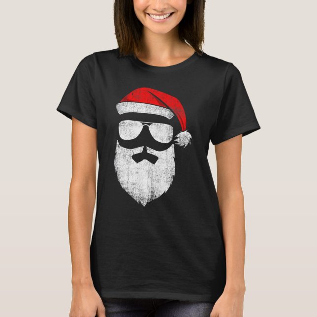 Camiseta El gracioso Papá Noel se enfrenta a lentes de sol  (Anverso)