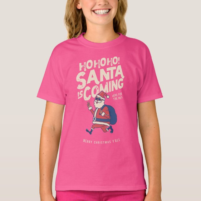 Camiseta El gracioso Papá Noel viene para los Navidades del (Anverso)