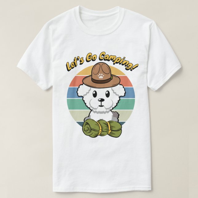 Camiseta El gracioso perro esponjoso quiere ir de campament (Diseño del anverso)
