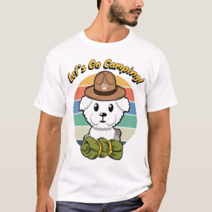 Camiseta El gracioso perro esponjoso quiere ir de campament