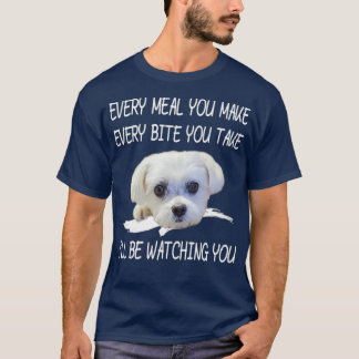 Camiseta El gracioso perro maltés que mira al dueño cita a
