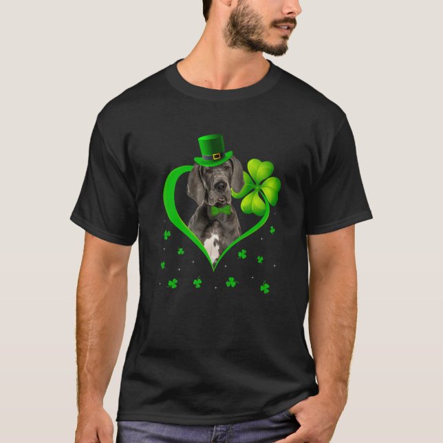 Camiseta El gracioso picante Shamrock Dane Dog St. Patrick' (Anverso)
