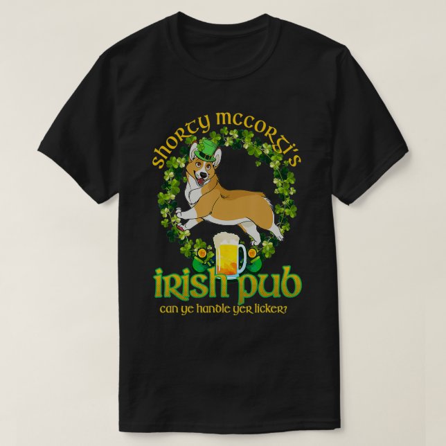 Camiseta El gracioso pub irlandés de Mc Corgi en St Patrick (Diseño del anverso)