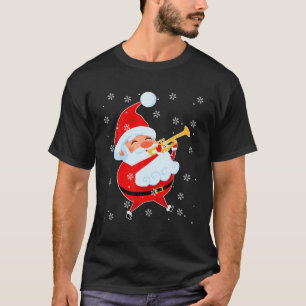Camiseta El gracioso Santa que juega a Navidades de trompet