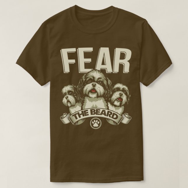 Camiseta El gracioso Shih Tzu Teme La Barba  (Diseño del anverso)