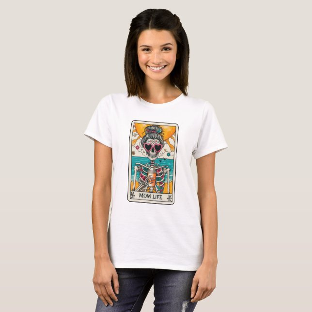 Camiseta El gracioso Skeleton Tarot de Mamá Vida (Anverso completo)