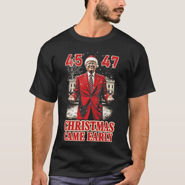 Camiseta El gracioso Trump Presente Llegó A Principios De 2 (Anverso)