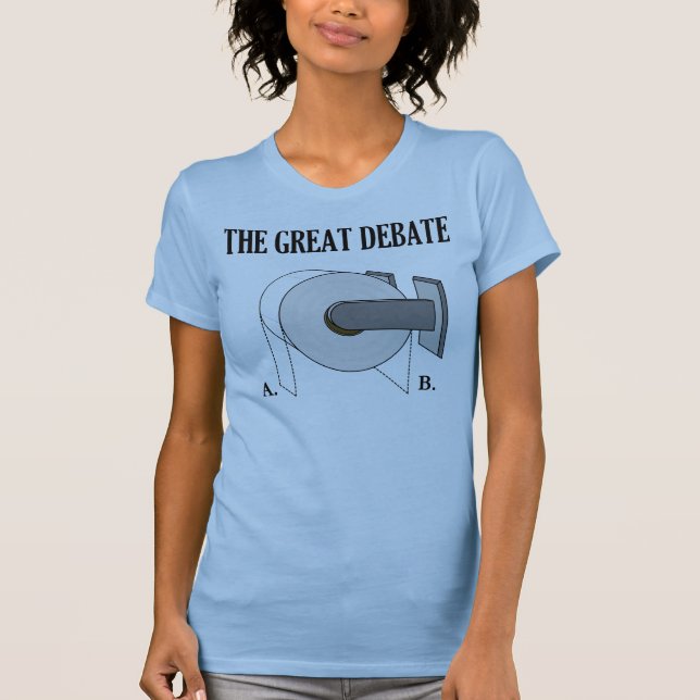 Camiseta El gran discusión del cuarto de baño del papel (Anverso)