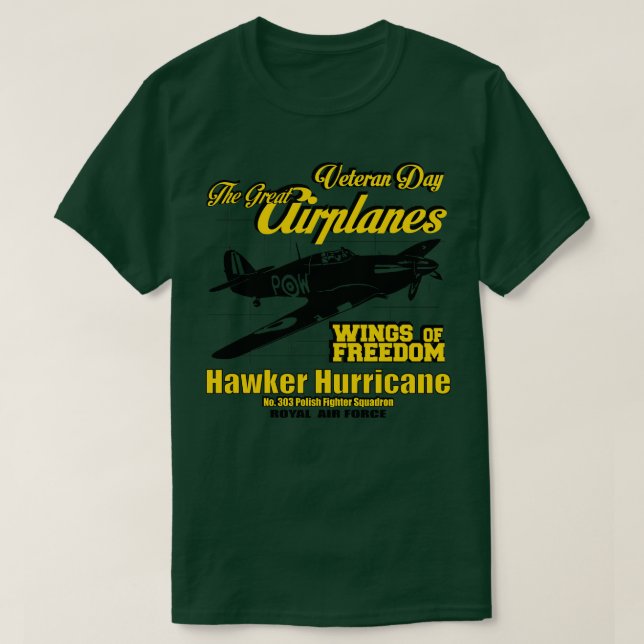 Camiseta El gran huracán Hawker de los aviones (Diseño del anverso)