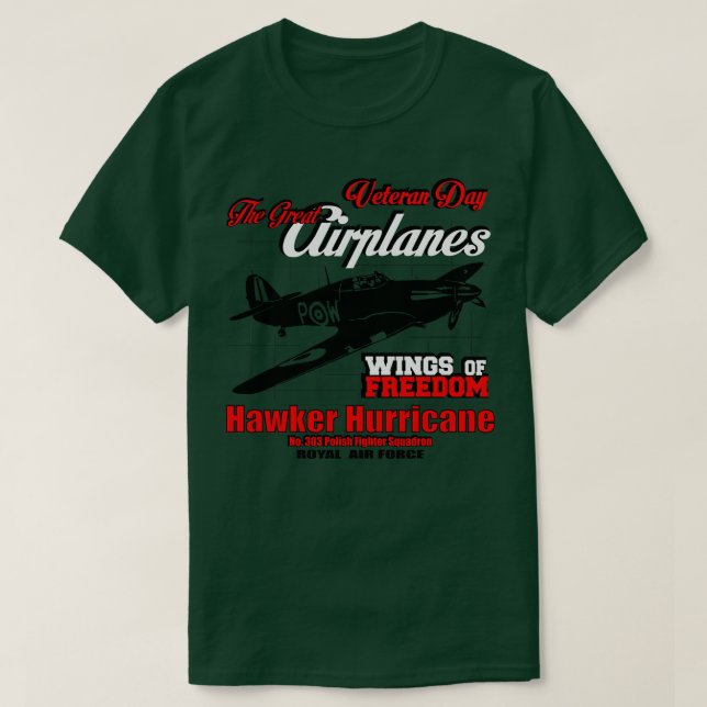 Camiseta El gran huracán Hawker de los aviones 1 (Diseño del anverso)